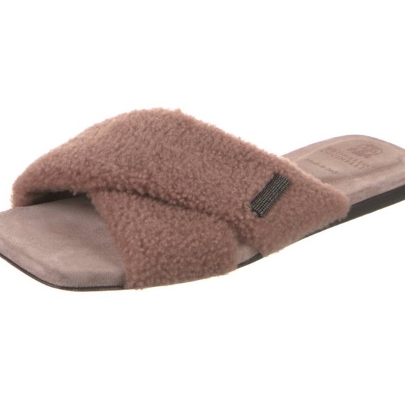 Brunello Cucinelli shearling slides sz 40 worn only handful of times $1415 EUC - Picture 4 of 10